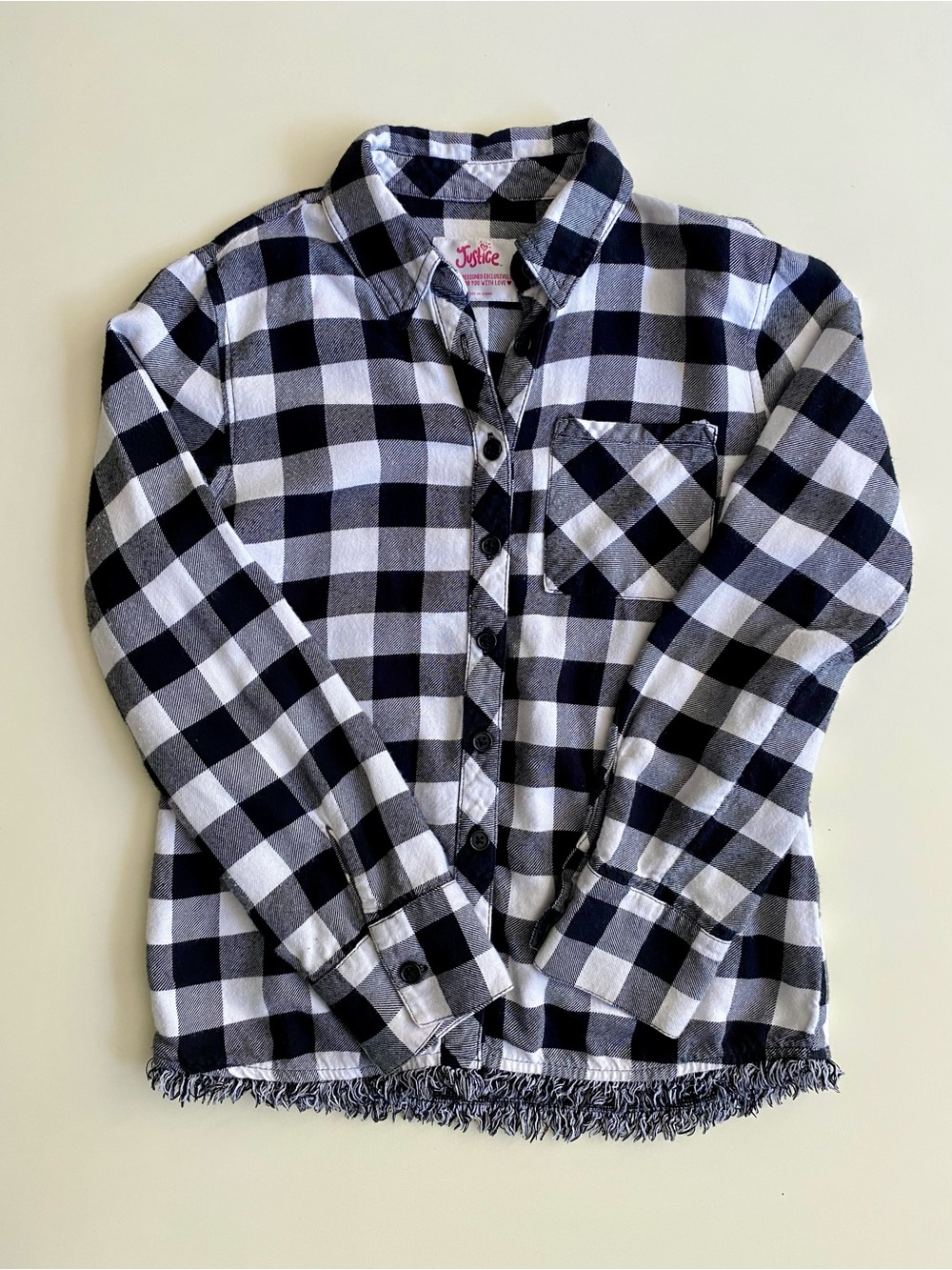 Black and white plaid flannel shirt
